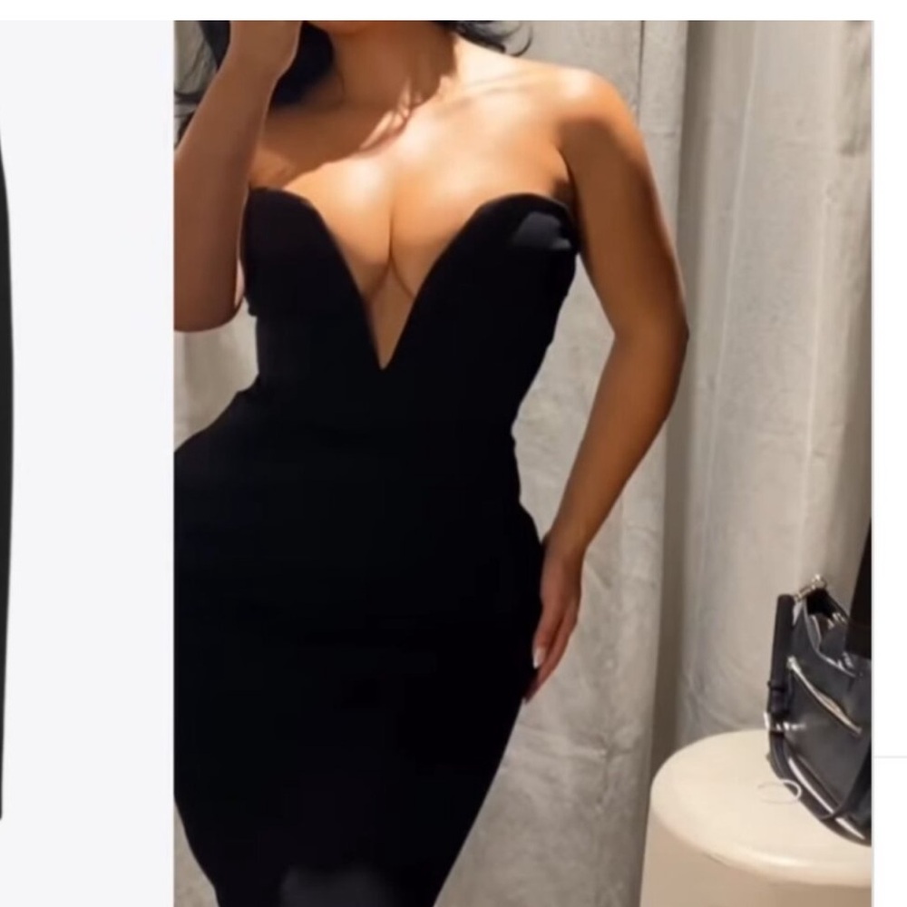 Zara Elegant Black Strapless Dress